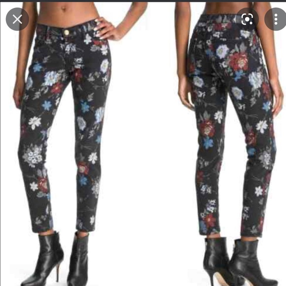 Current/Elliott Denim - Current Elliott size 24 Stiletto jeans in Black Wildflower, cropped